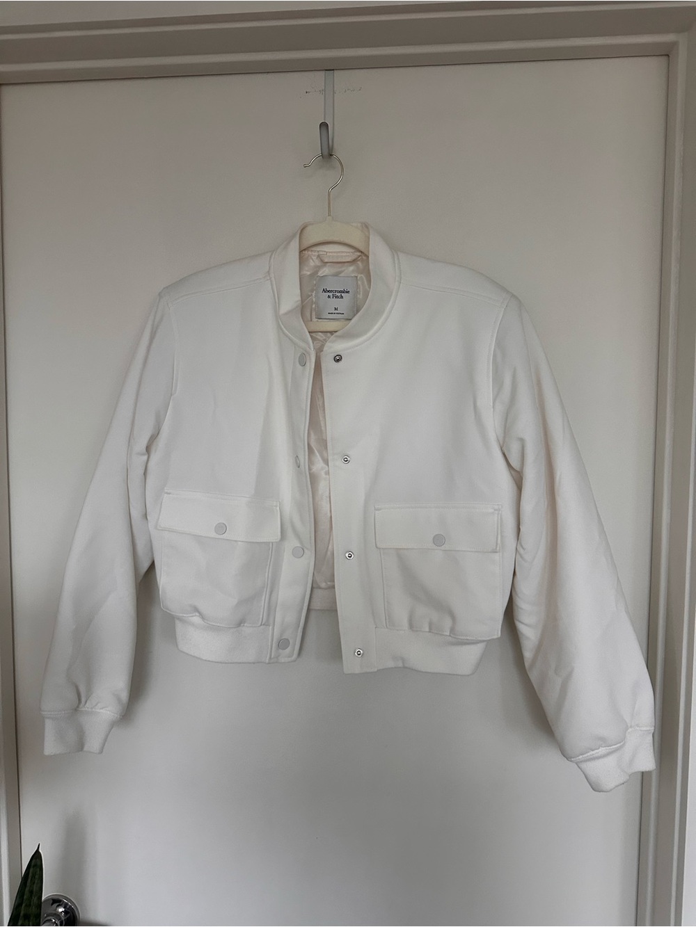 NEW - Abercrombie and Fitch, Cropped White Bomber Jacket - Women